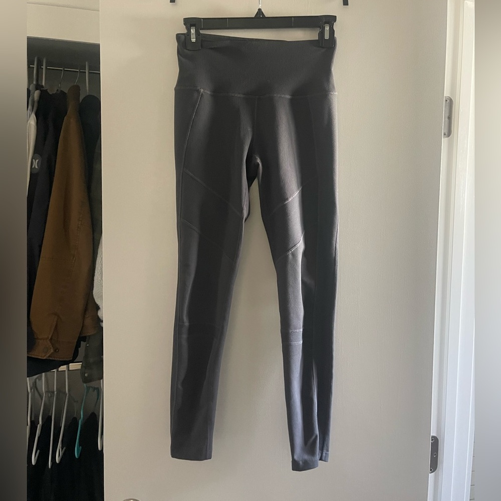 Zella moto ribbed leggings, small, gray